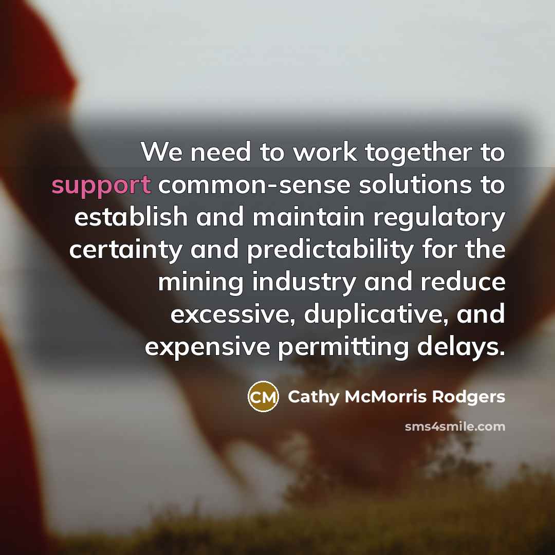 “We need to work together to support common-sense solutions to…” quote by Cathy McMorris Rodgers