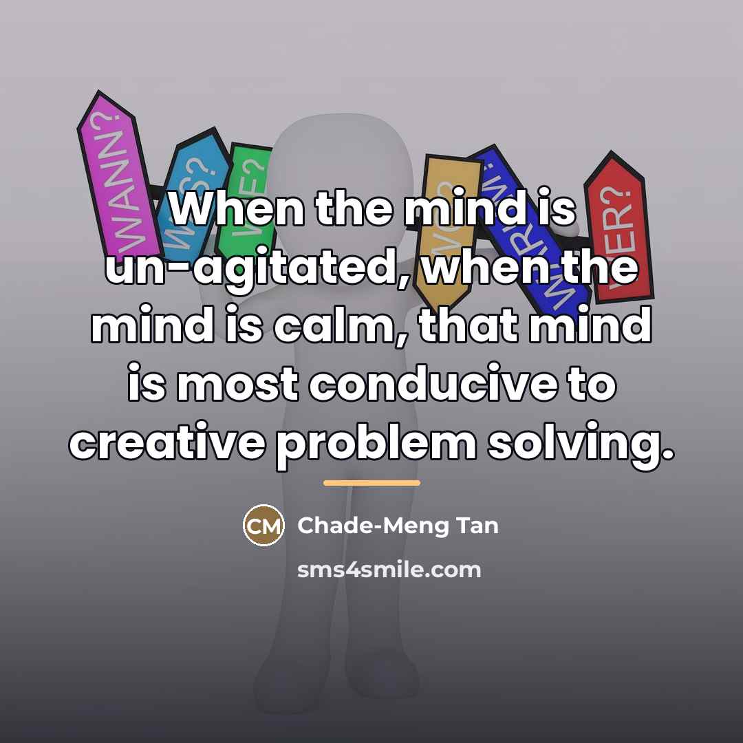 “When the mind is un-agitated, when the mind is calm,…” quote by Chade-Meng Tan