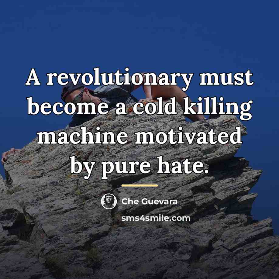 “A revolutionary must become a cold killing machine motivated by…” quote by Che Guevara