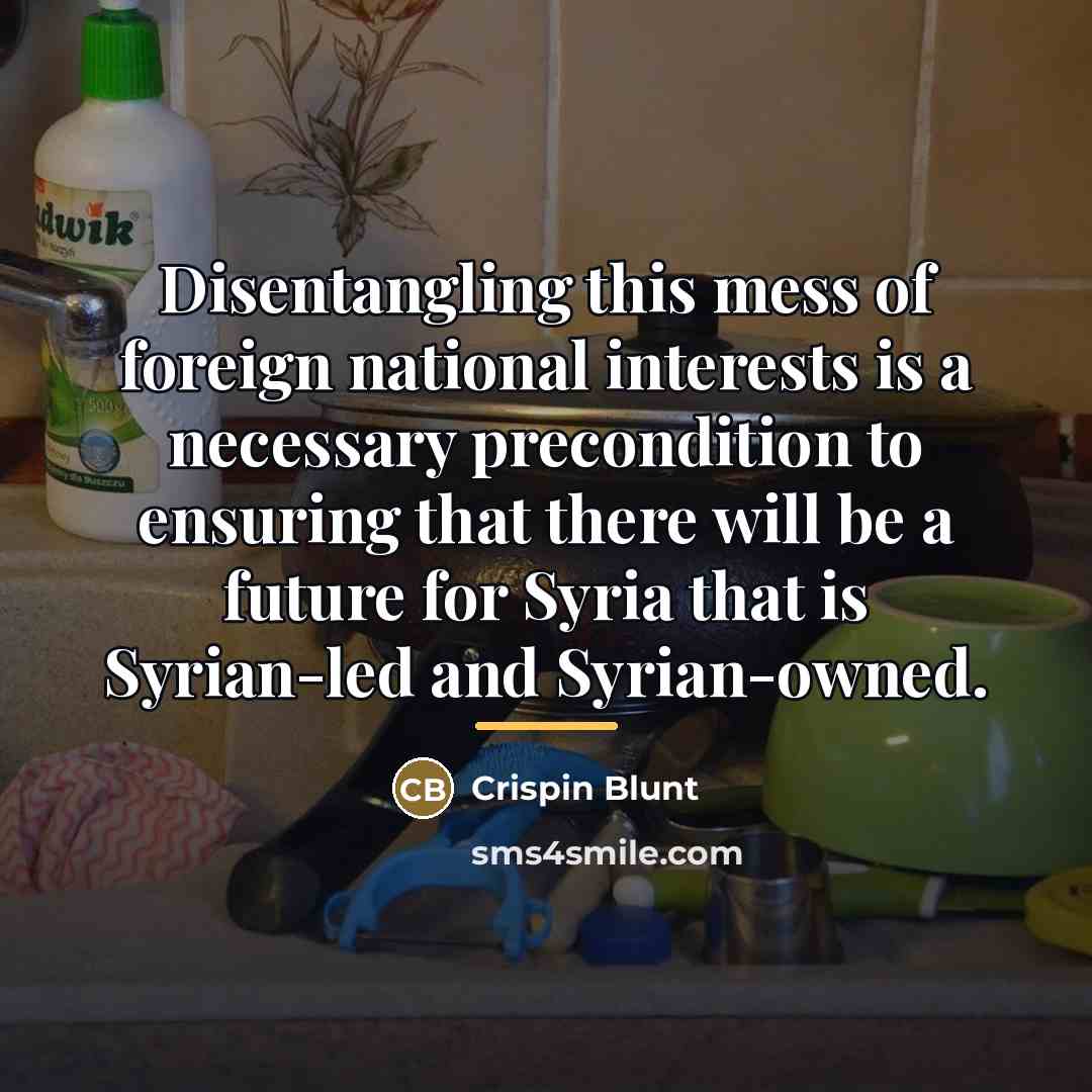 “Disentangling this mess of foreign national interests is a necessary…” quote by Crispin Blunt
