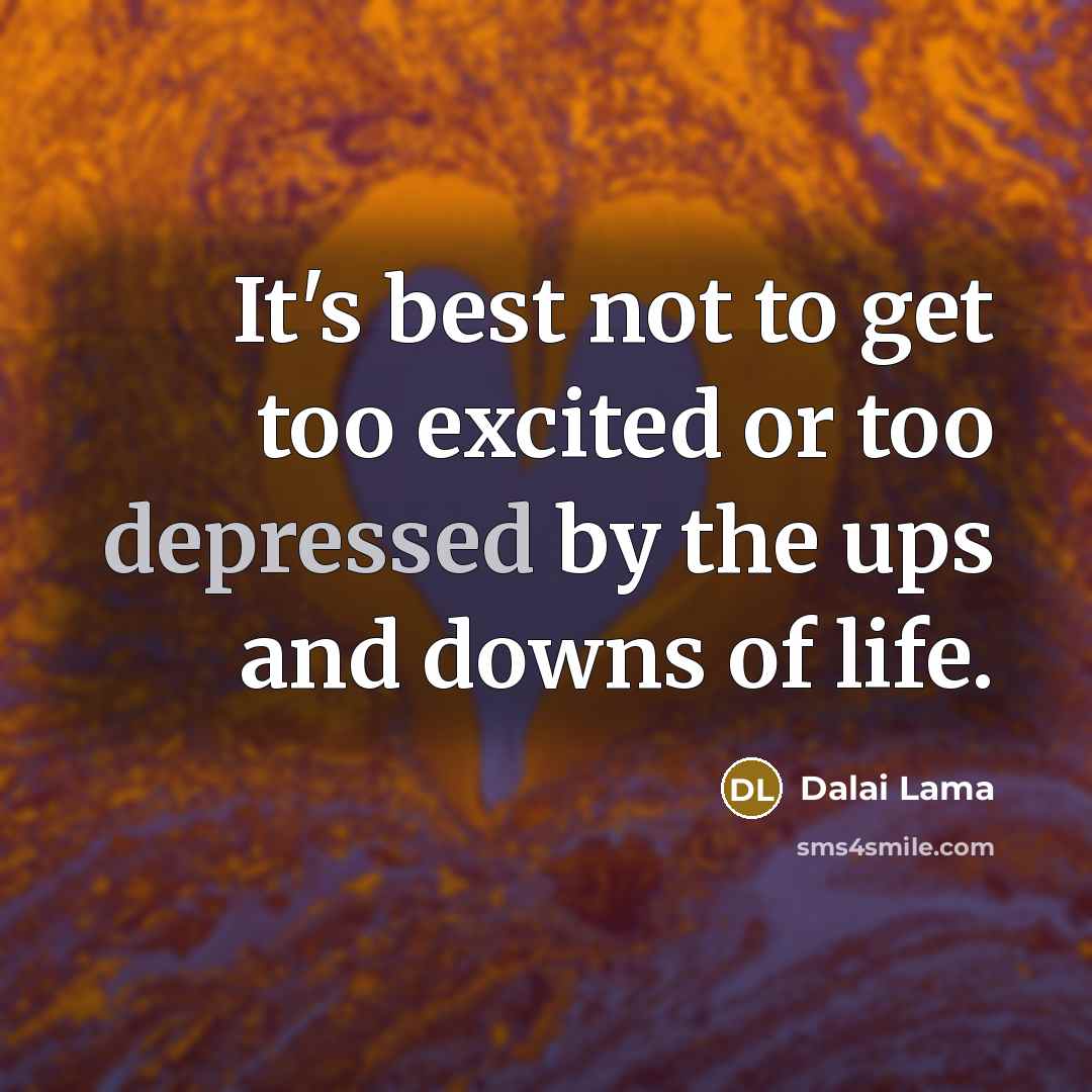 “It's best not to get too excited or too depressed by the ups and downs of life.” quote by Dalai Lama