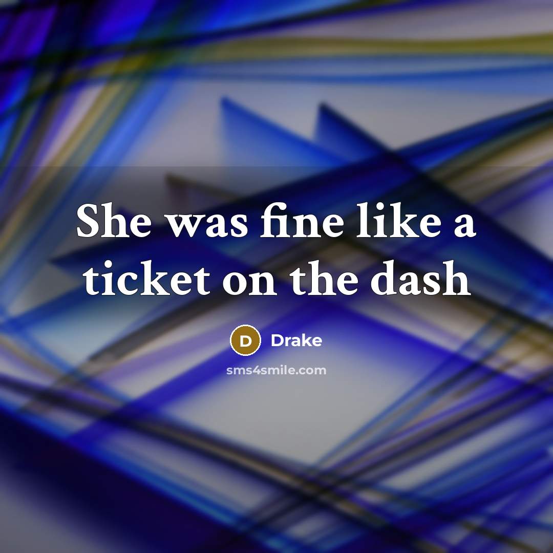“She was fine like a ticket on the dash” quote by Drake