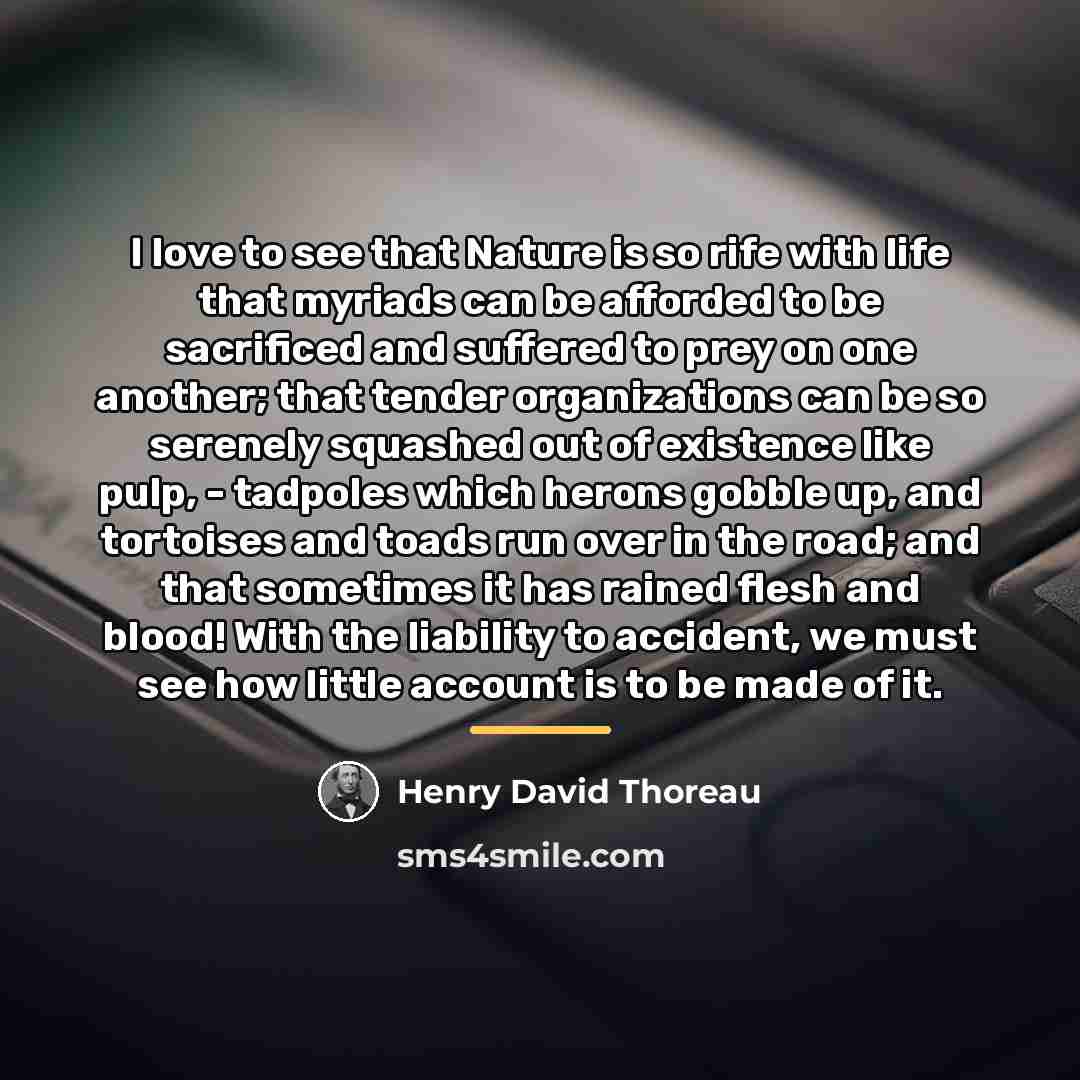 “I love to see that Nature is so rife with…” quote by Henry David Thoreau