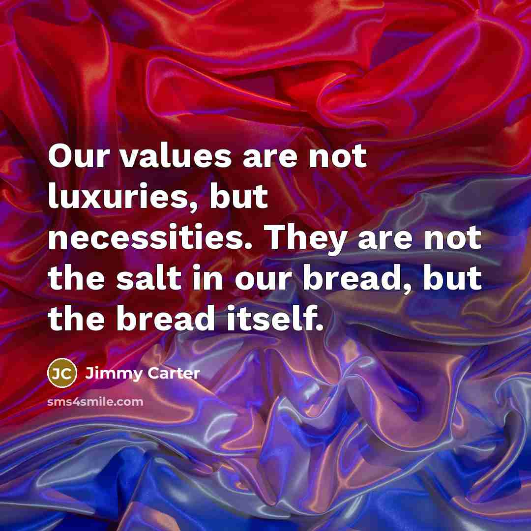 “Our values are not luxuries, but necessities. They are not…” quote by Jimmy Carter