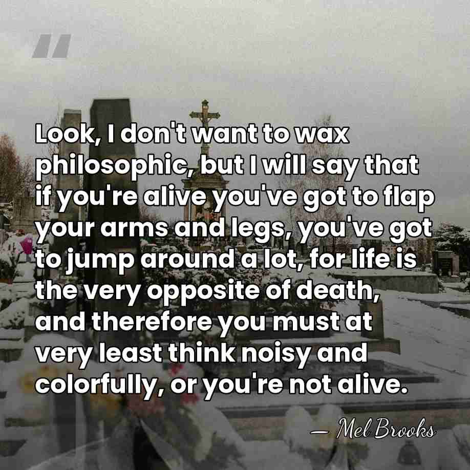 Look, I don't want to wax philosophic, but I will say that&hellip; - Mel Brooks
