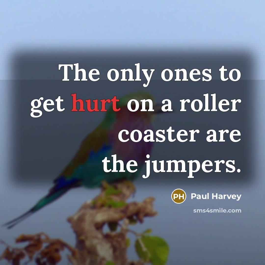 “The only ones to get hurt on a roller coaster are the jumpers.” quote by Paul Harvey