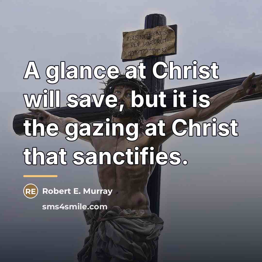 “A glance at Christ will save, but it is the…” quote by Robert E. Murray
