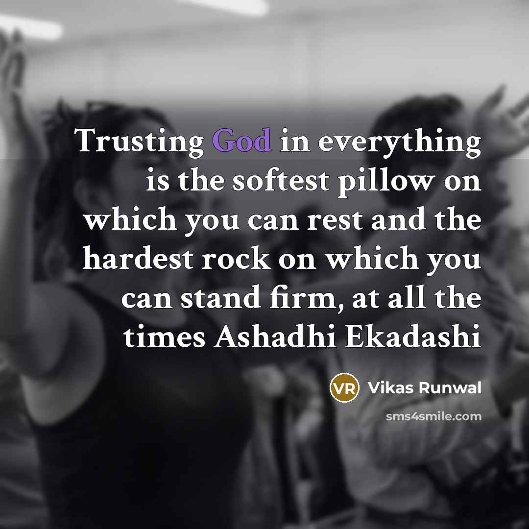 “Trusting God in everything is the softest pillow on which…” quote by Vikas Runwal
