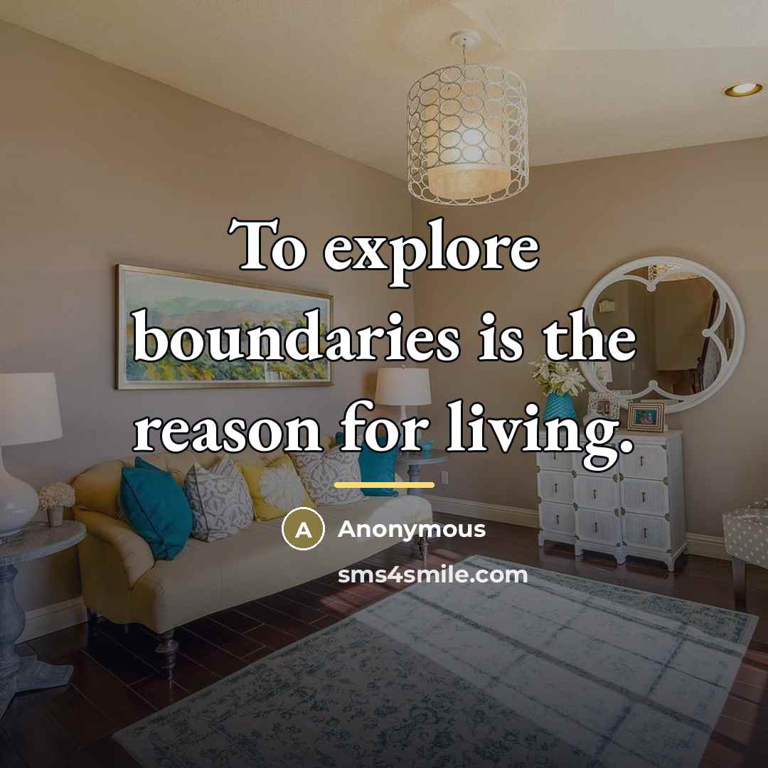 “To explore boundaries is the reason for living.…” quote by Anonymous