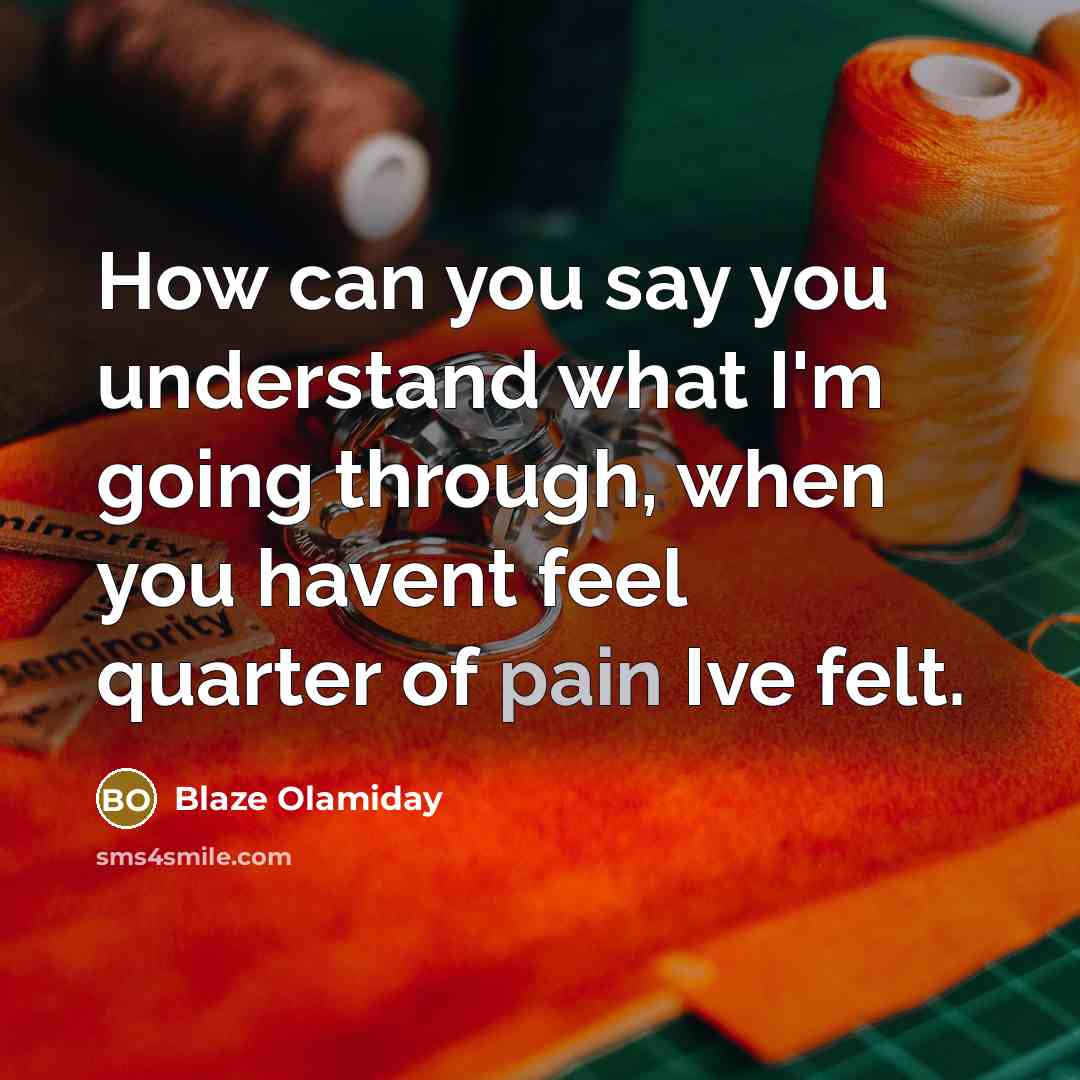 “How can you say you understand what I'm going through,…” quote by Blaze Olamiday