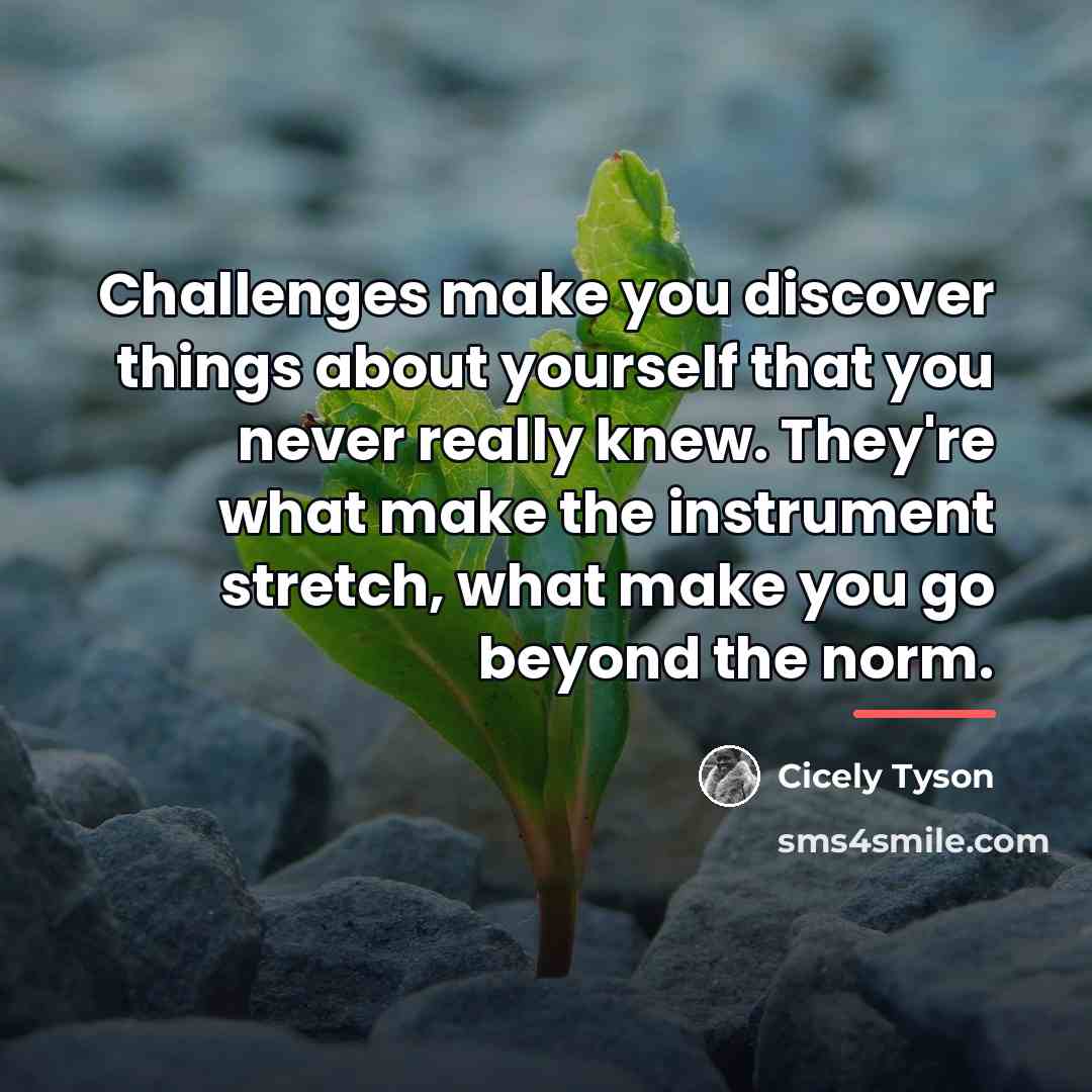 “Challenges make you discover things about yourself that you never…” quote by Cicely Tyson