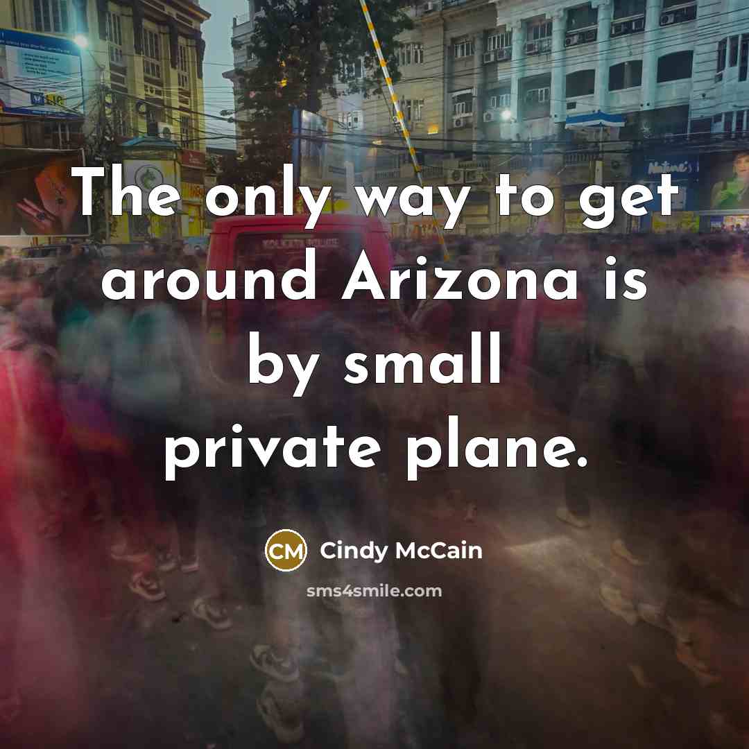 “The only way to get around Arizona is by small…” quote by Cindy McCain
