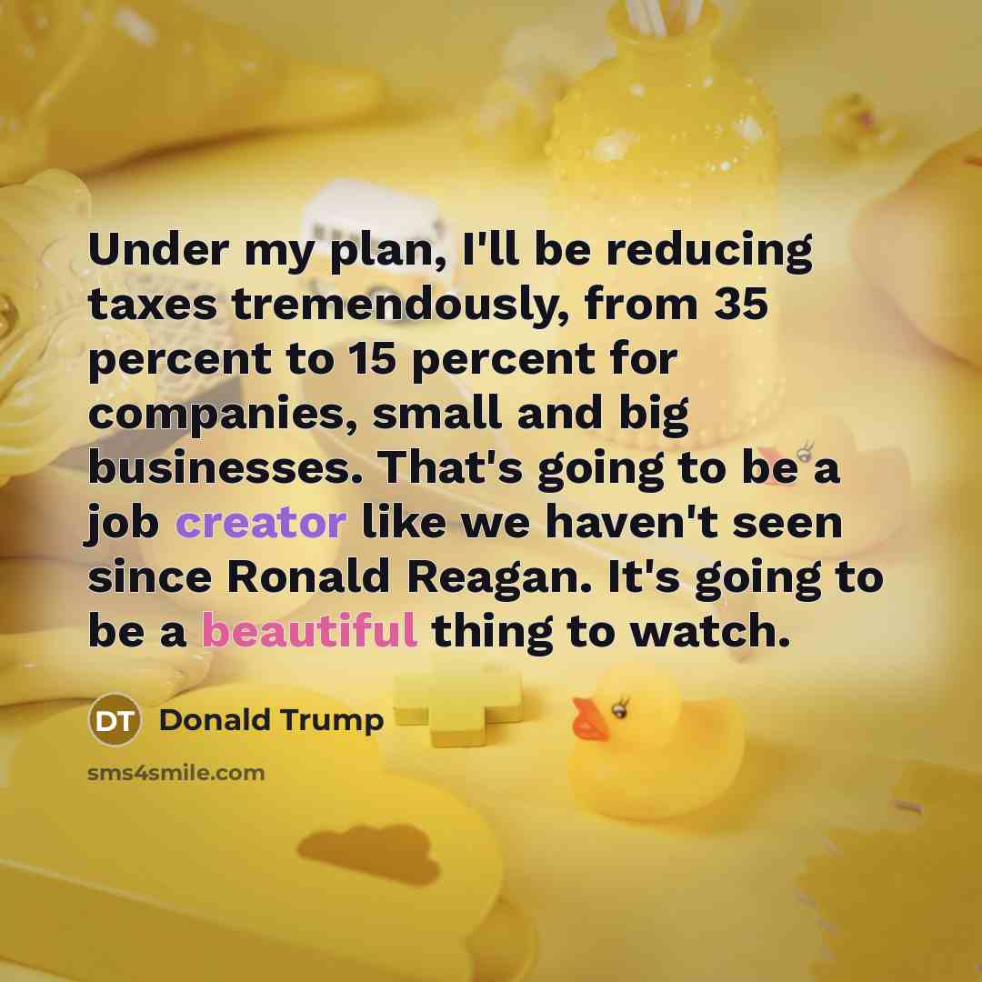 “Under my plan, I'll be reducing taxes tremendously, from 35…” quote by Donald Trump