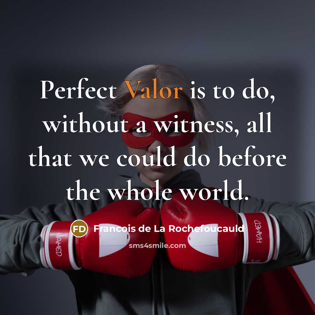 “Perfect Valor is to do, without a witness, all that…” quote by Francois de La Rochefoucauld