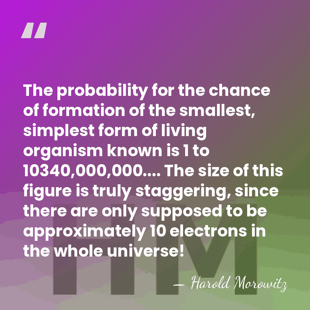 The probability for the chance of formation of the smallest, simplest form&hellip; - Harold Morowitz