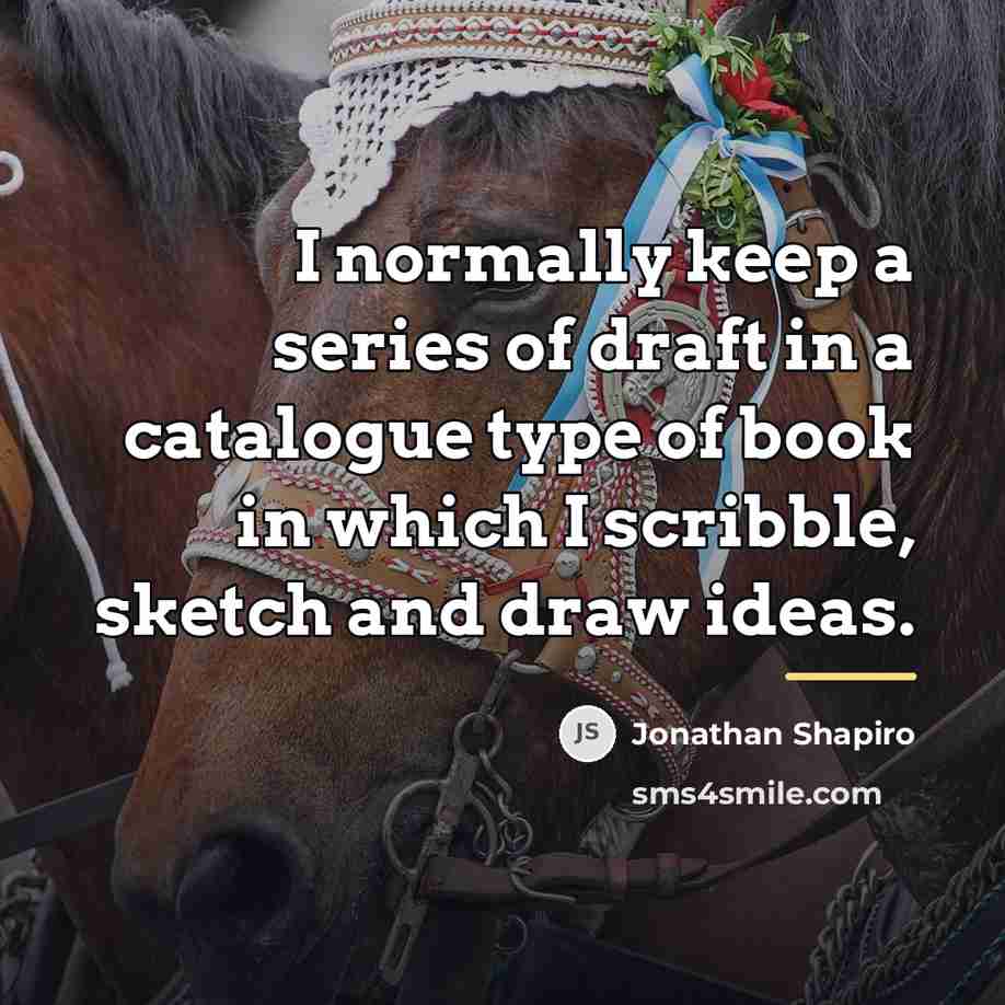 “I normally keep a series of draft in a catalogue…” quote by Jonathan Shapiro