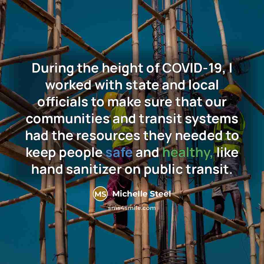 “During the height of COVID-19, I worked with state and…” quote by Michelle Steel