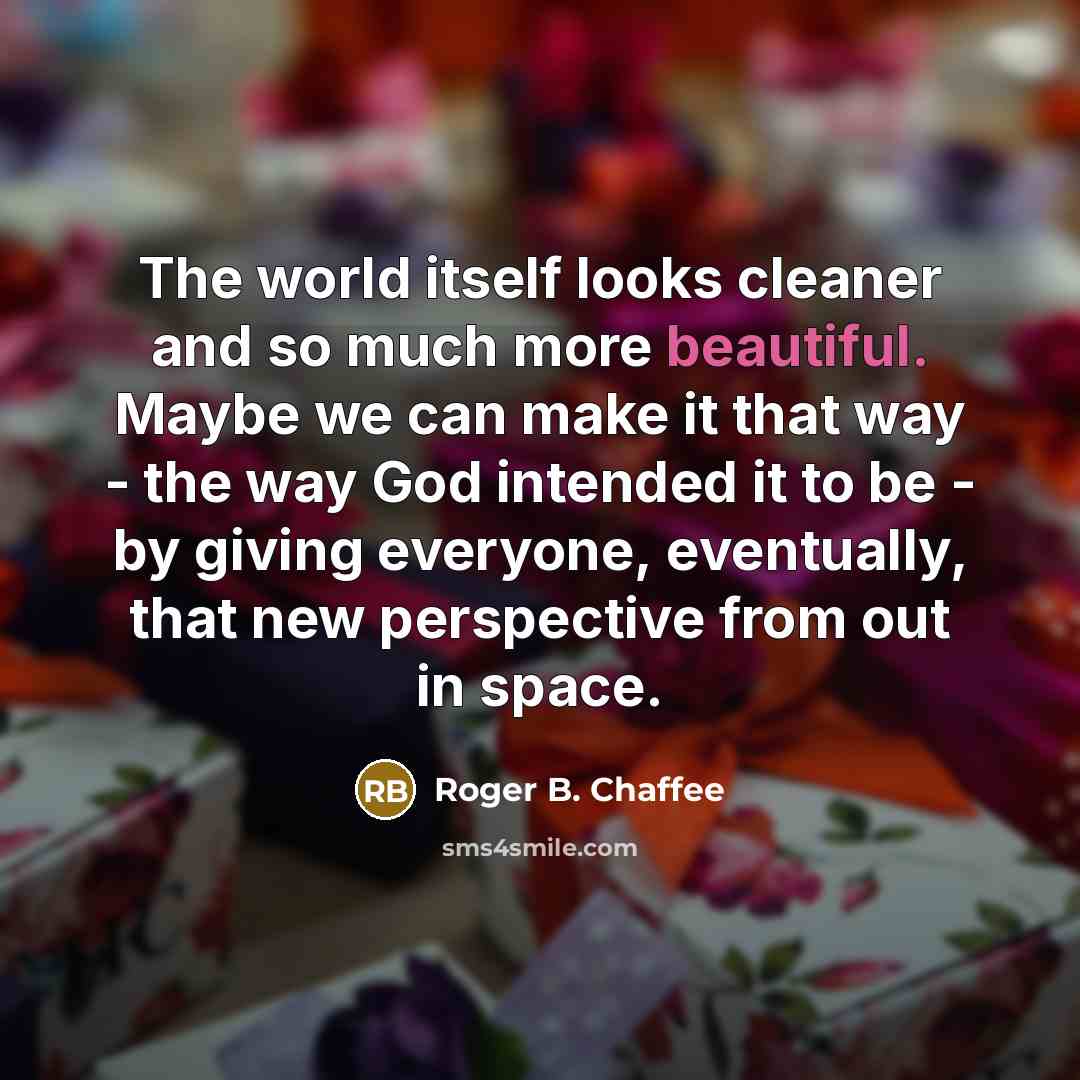 “The world itself looks cleaner and so much more beautiful.…” quote by Roger B. Chaffee
