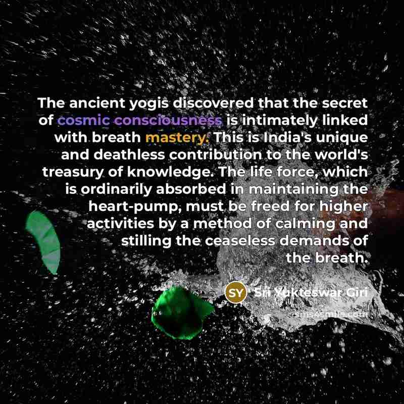 “The ancient yogis discovered that the secret of cosmic consciousness…” quote by Sri Yukteswar Giri