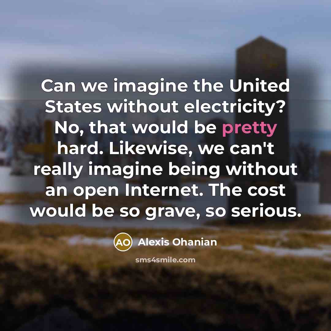 “Can we imagine the United States without electricity? No, that…” quote by Alexis Ohanian