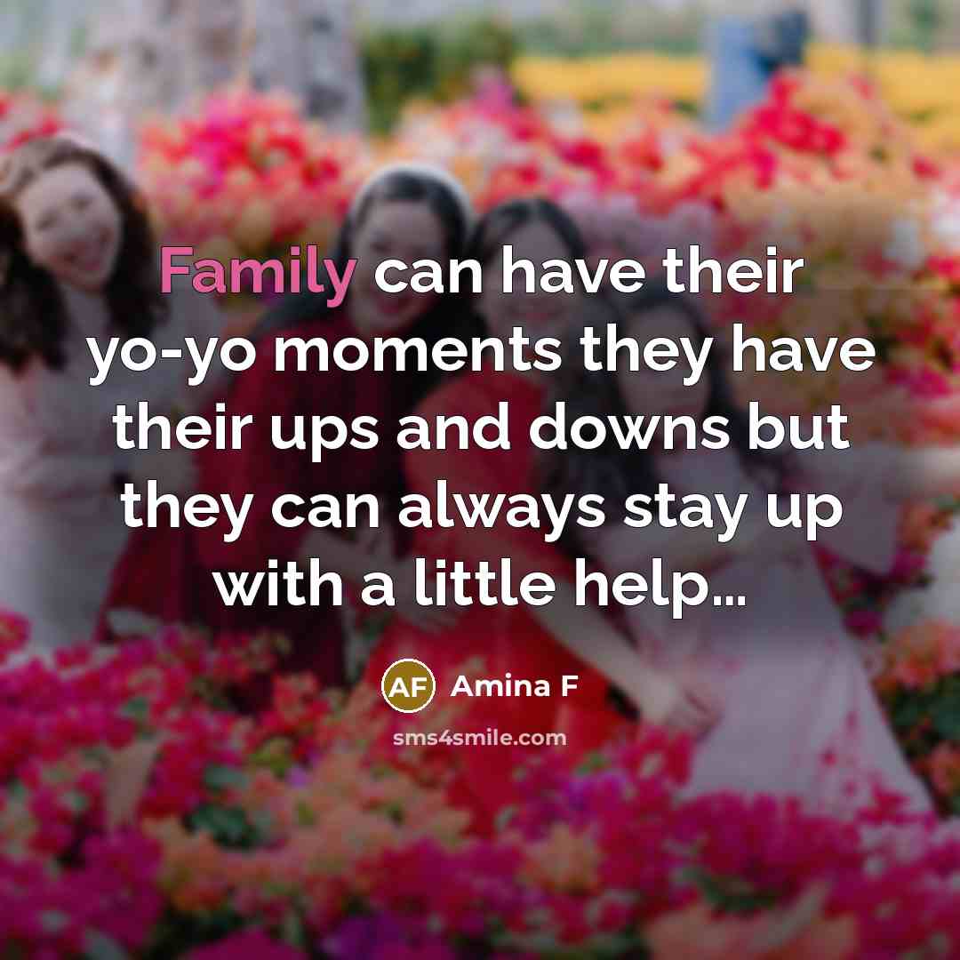“Family can have their yo-yo moments they have their ups and downs but they can always stay up with a little help…” quote by Amina F
