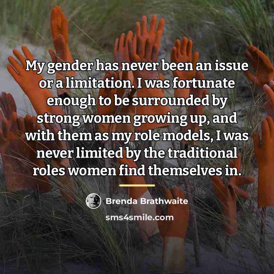 “My gender has never been an issue or a limitation.…” quote by Brenda Brathwaite