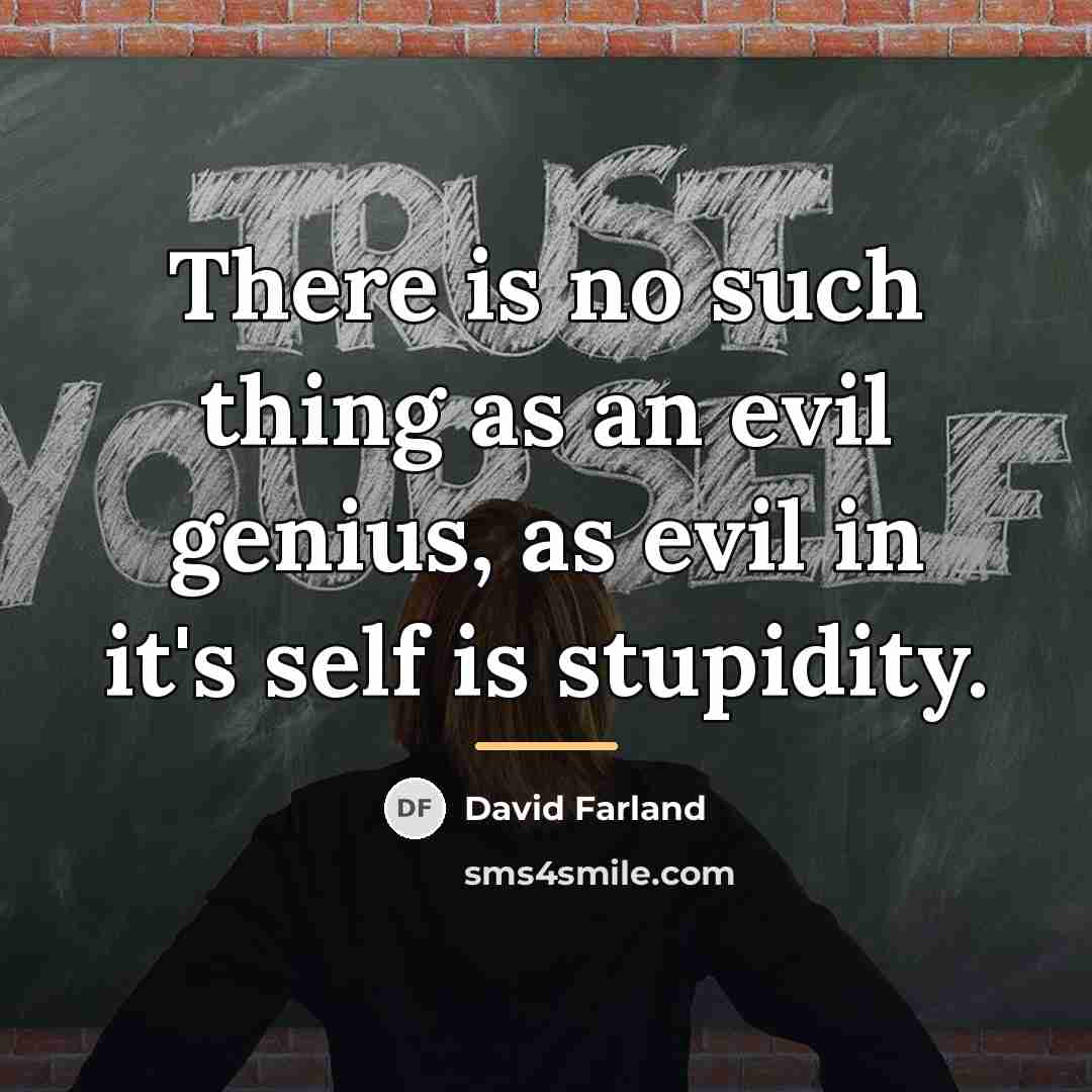“There is no such thing as an evil genius, as…” quote by David Farland