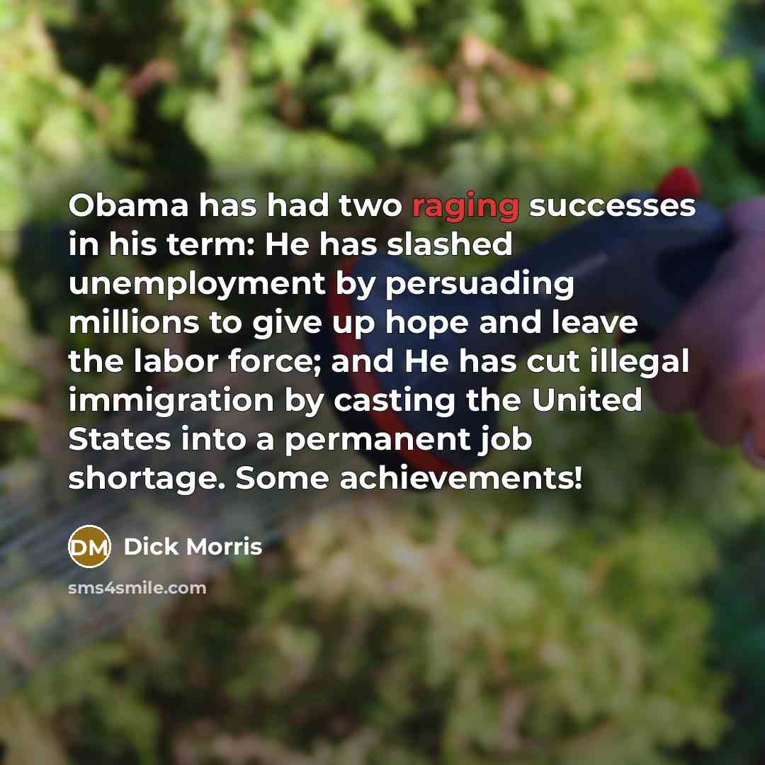 “Obama has had two raging successes in his term: He…” quote by Dick Morris