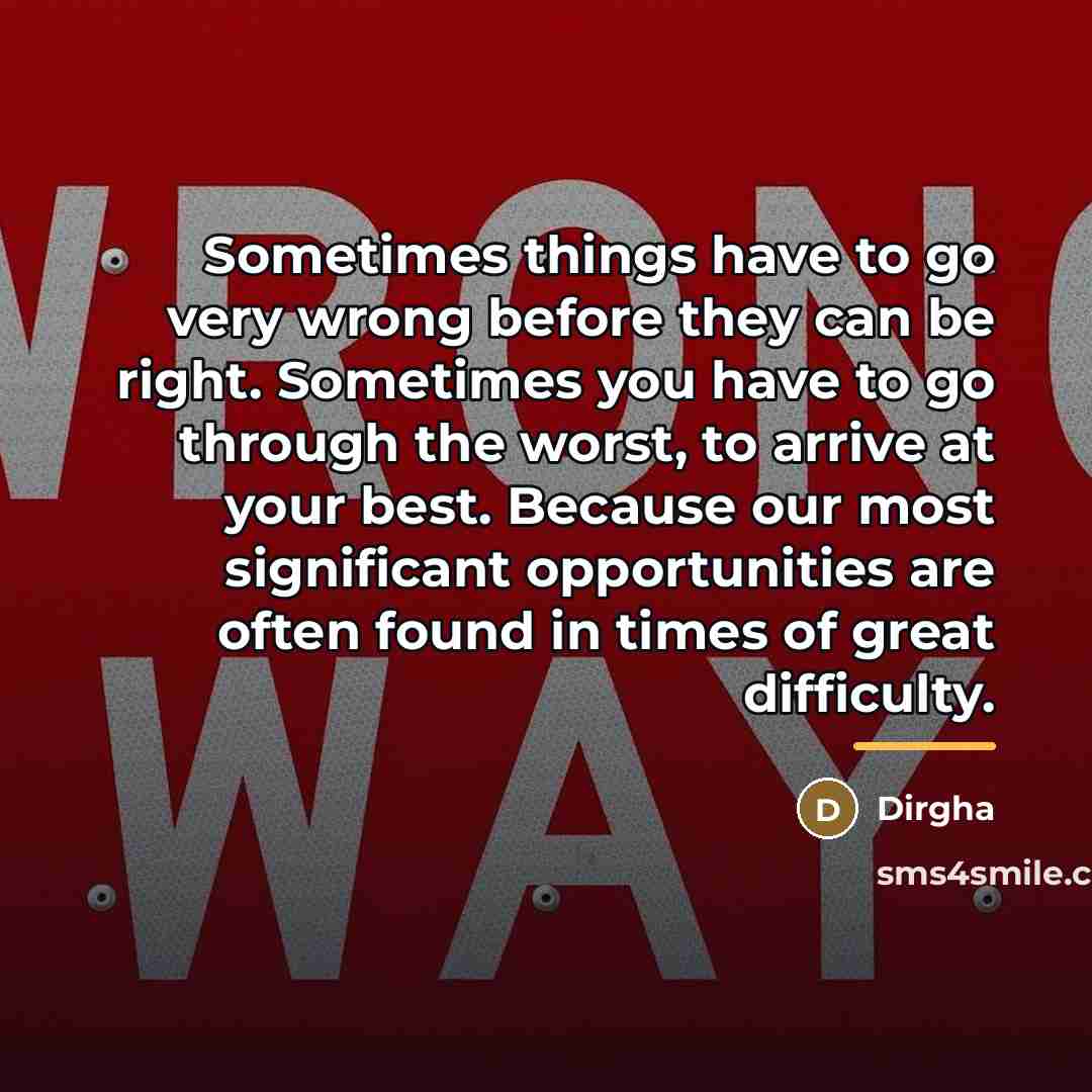 “Sometimes things have to go very wrong before they can…” quote by Dirgha