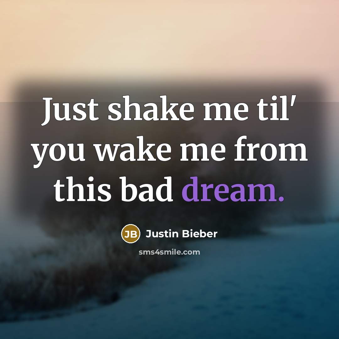 “Just shake me til' you wake me from this bad…” quote by Justin Bieber