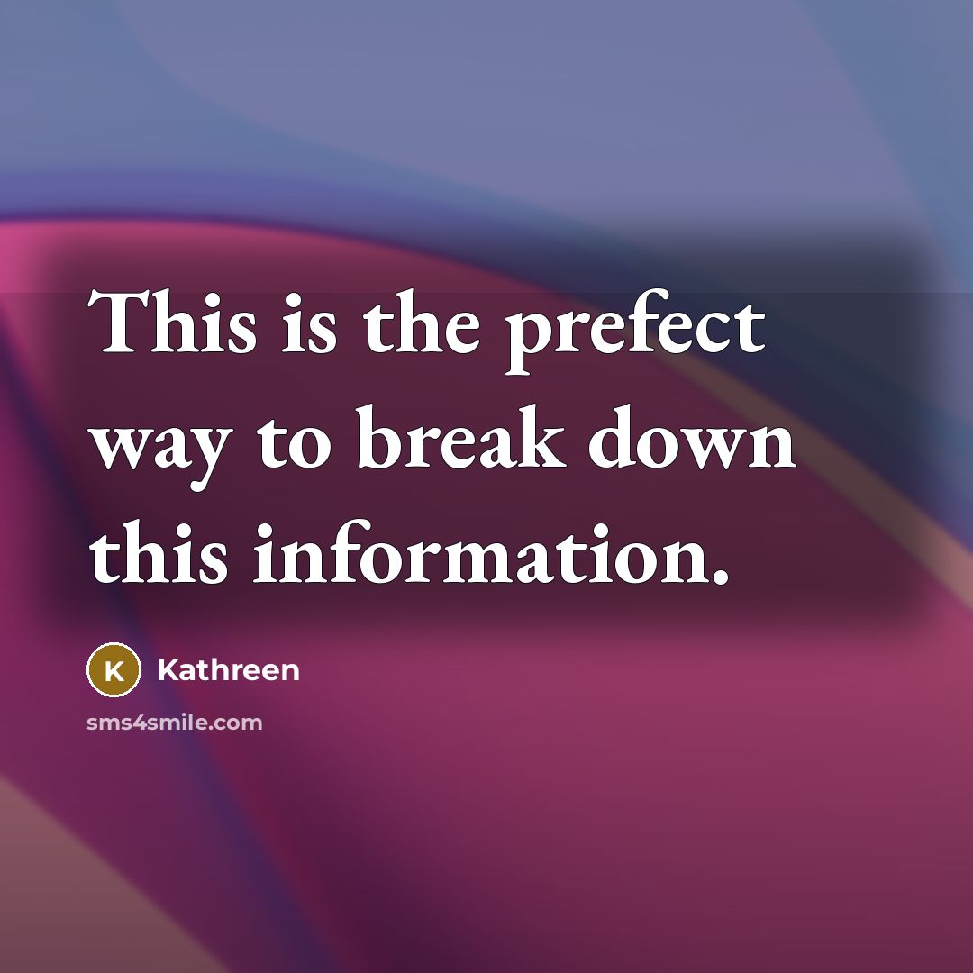 “This is the prefect way to break down this information.” quote by Kathreen