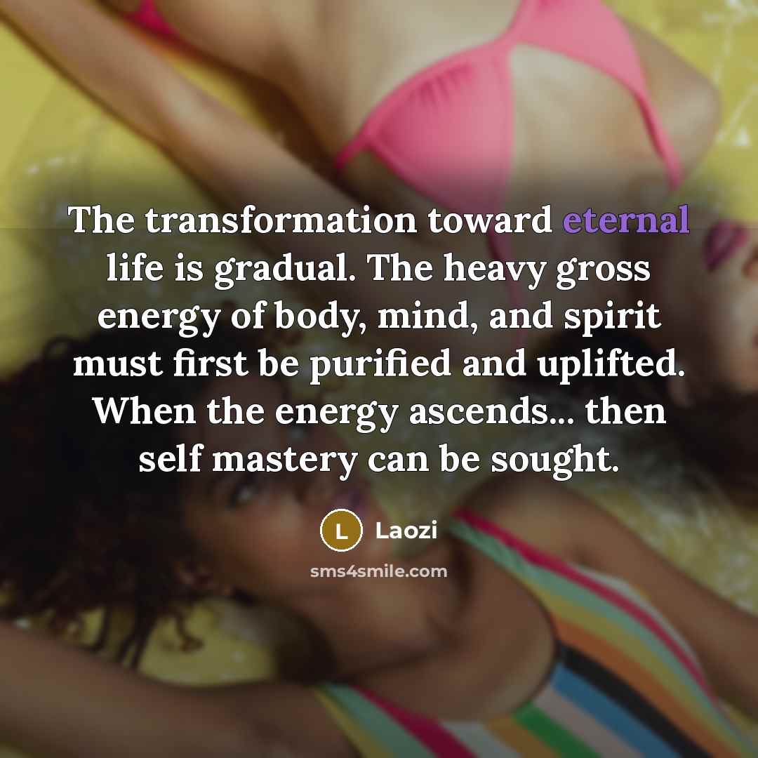 “The transformation toward eternal life is gradual. The heavy gross…” quote by Laozi