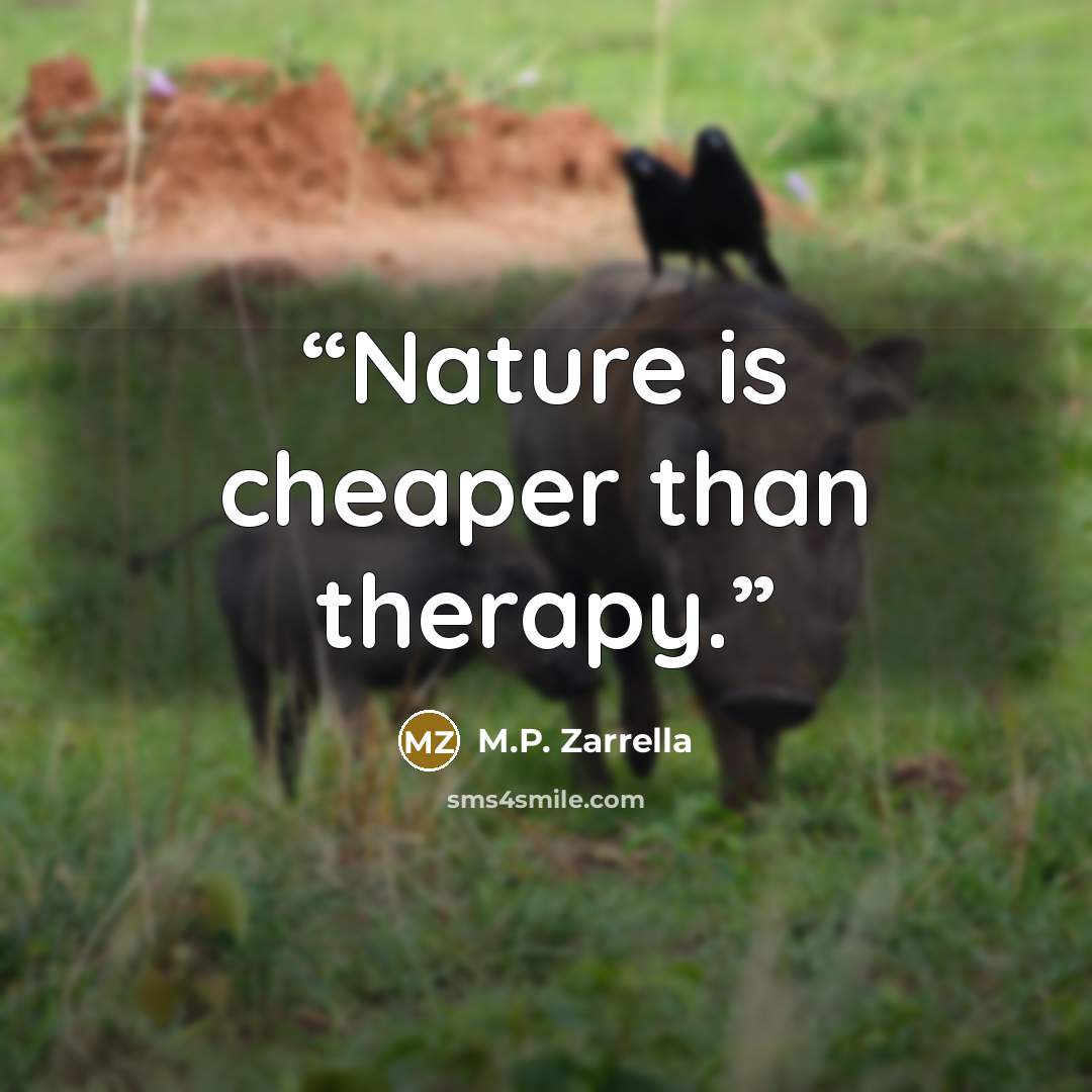 “Nature is cheaper than therapy.” quote by M.P. Zarrella