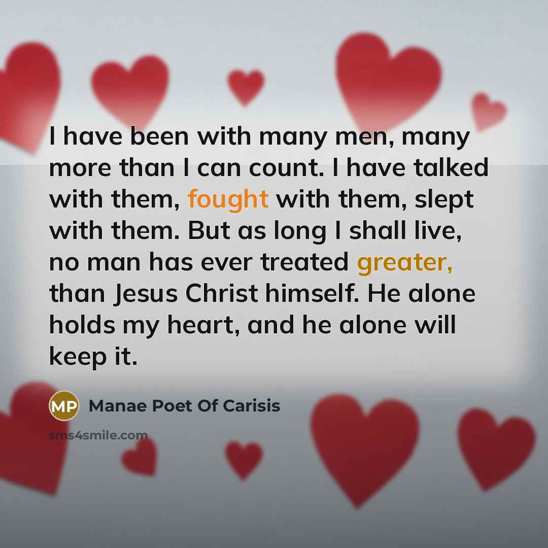 “I have been with many men, many more than I…” quote by Manae Poet Of Carisis