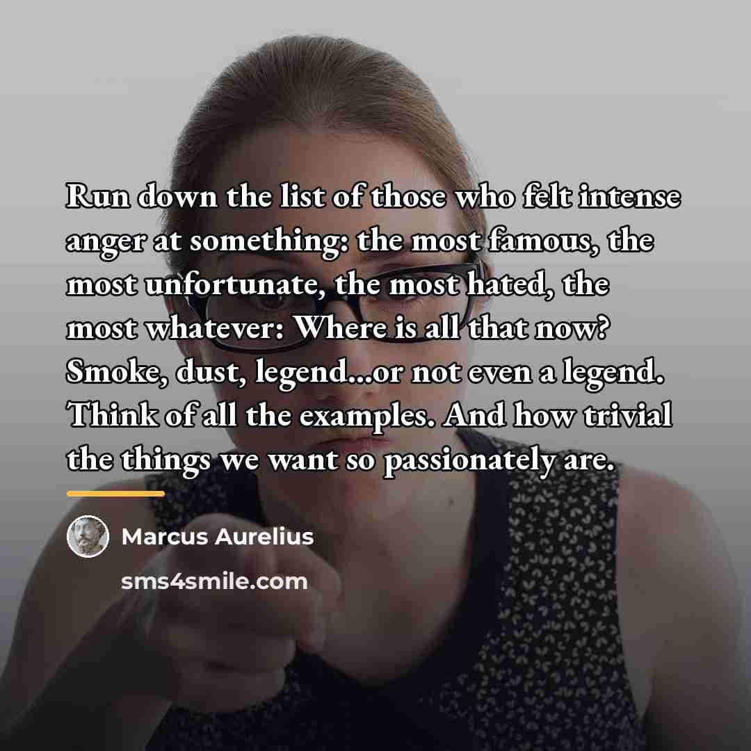 “Run down the list of those who felt intense anger…” quote by Marcus Aurelius