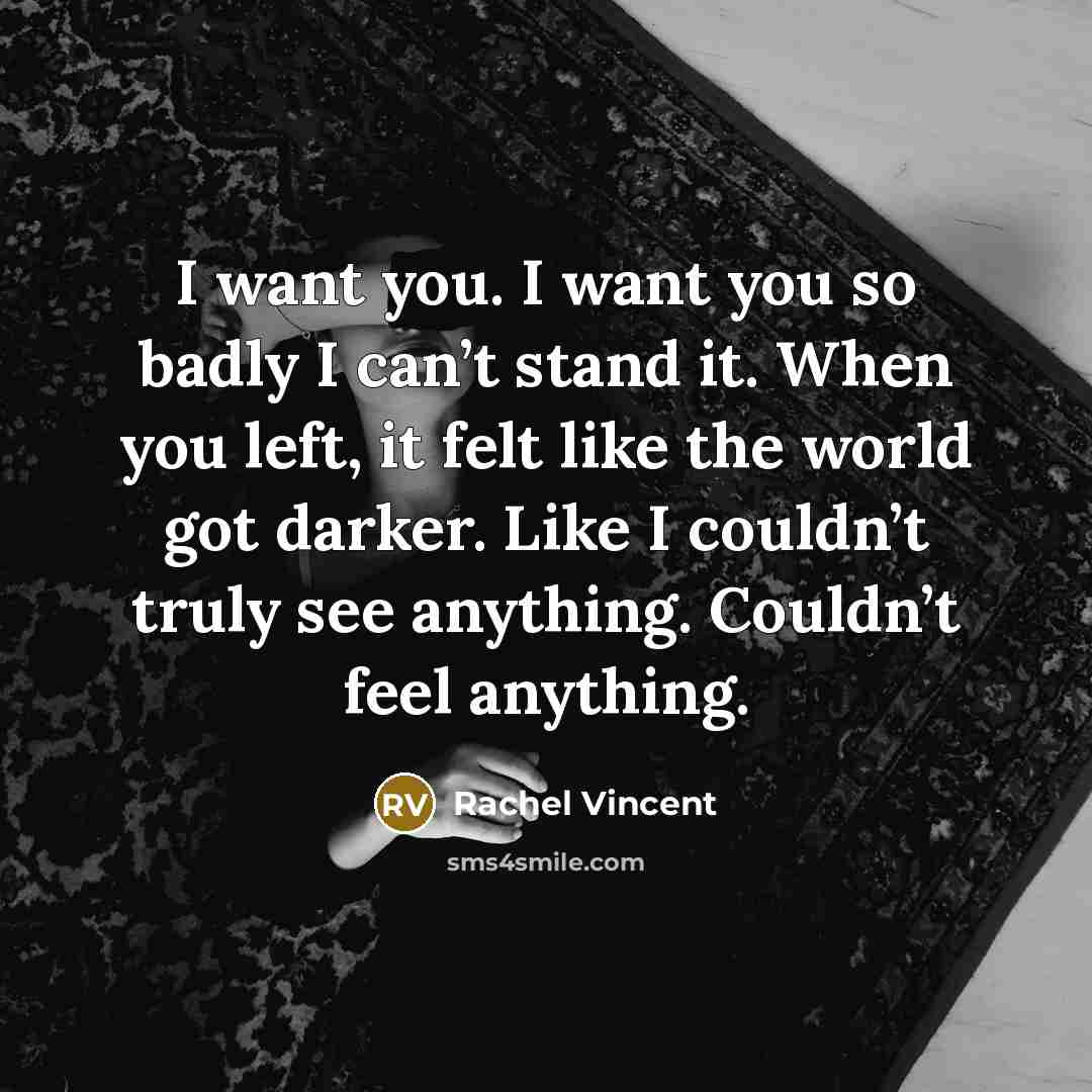“I want you. I want you so badly I can’t…” quote by Rachel Vincent