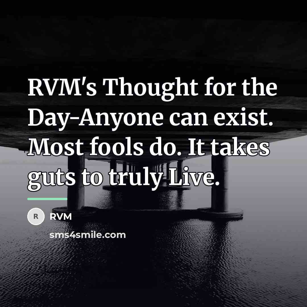 “RVM's Thought for the Day-Anyone can exist. Most fools do.…” quote by RVM