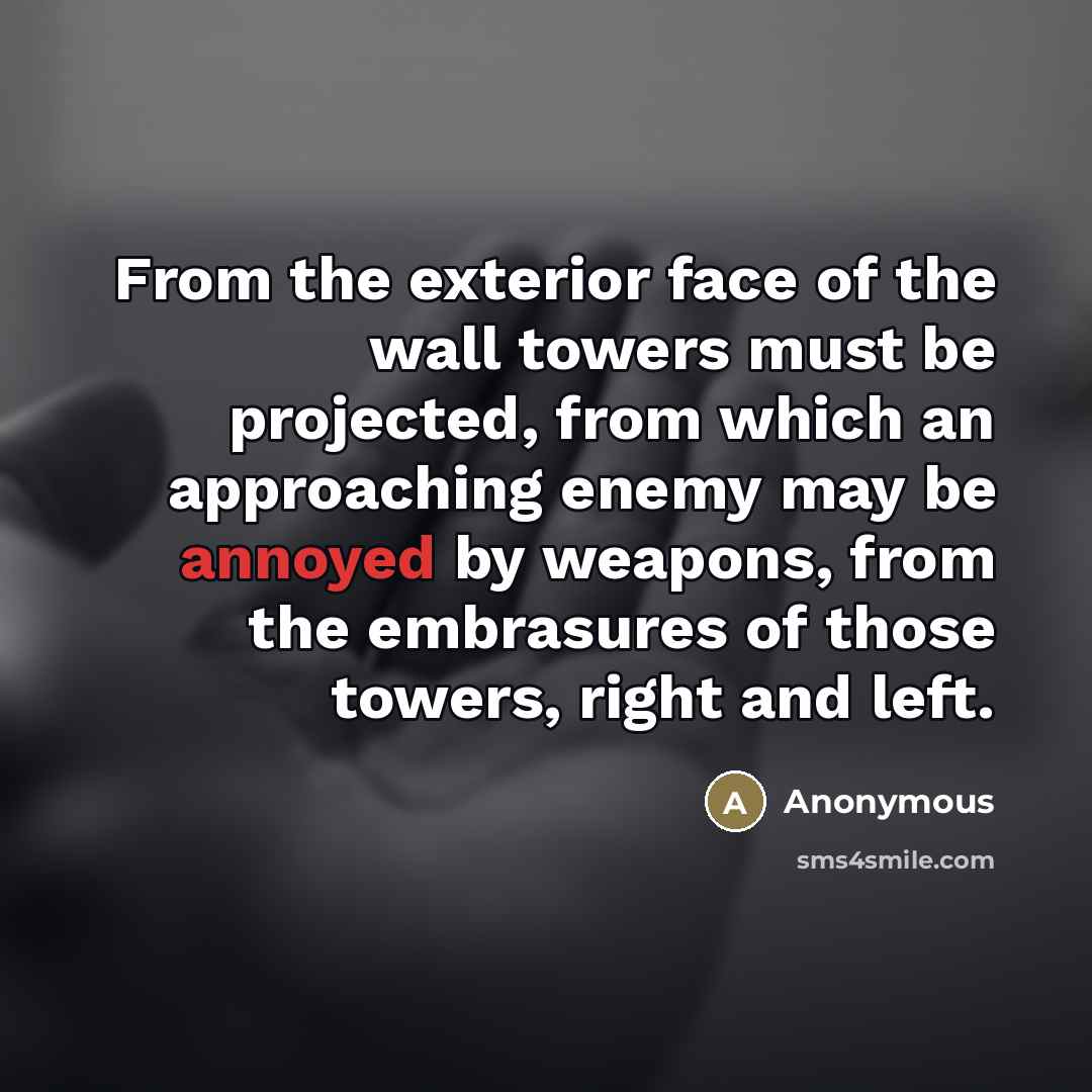 “From the exterior face of the wall towers must be…” quote by Anonymous
