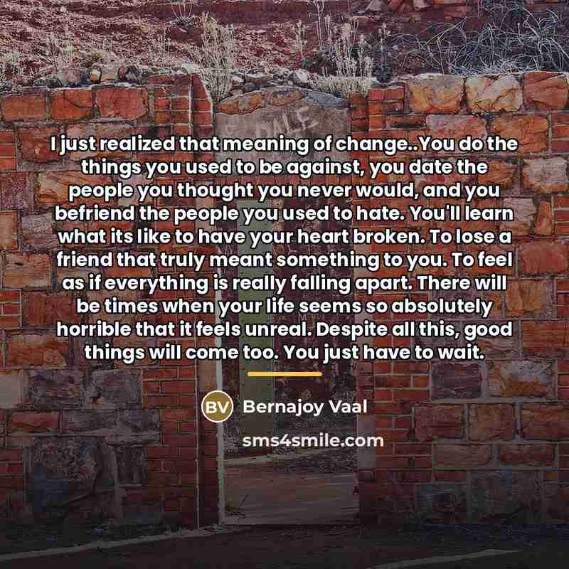 “I just realized that meaning of change..You do the things…” quote by Bernajoy Vaal