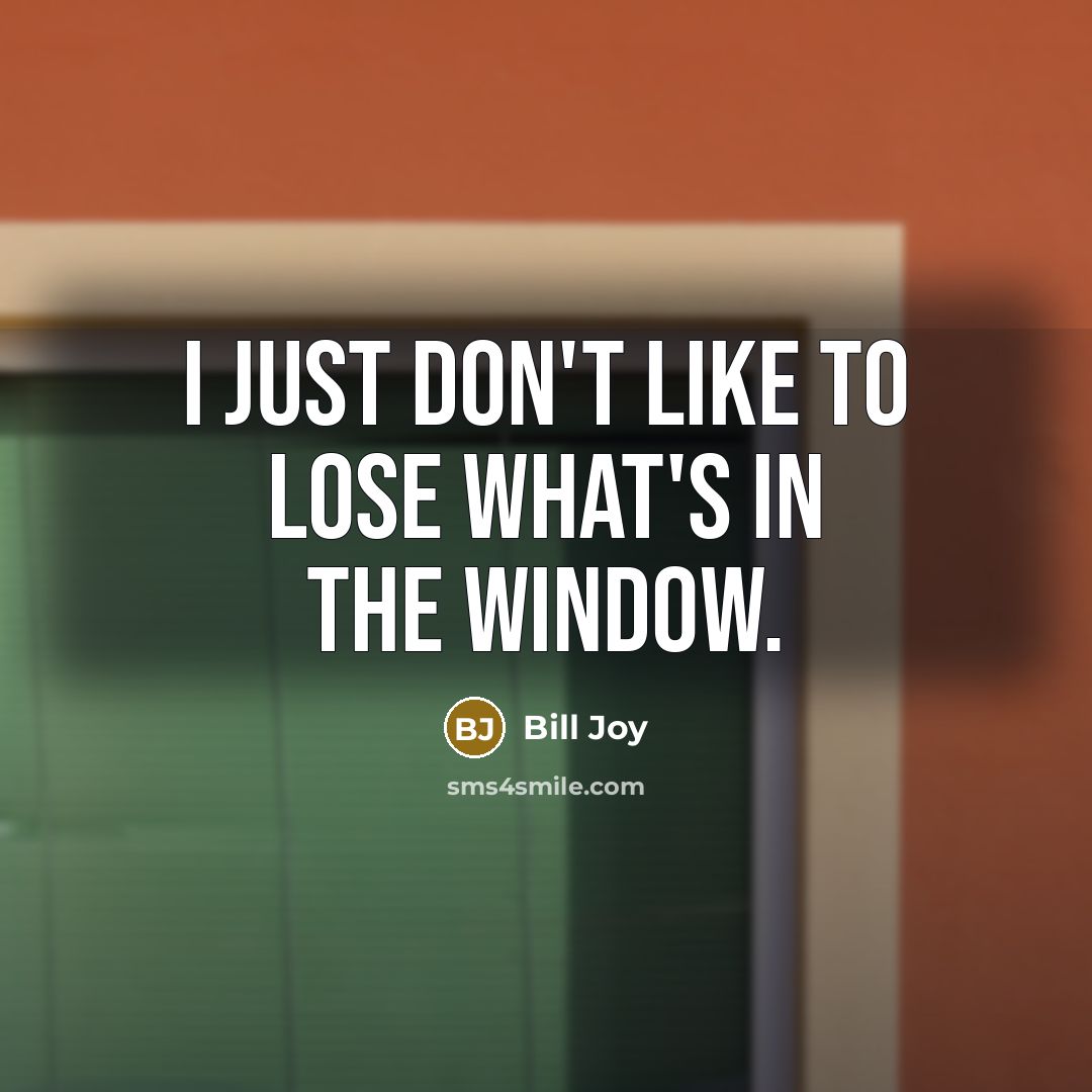 “I just don't like to lose what's in the window.” quote by Bill Joy