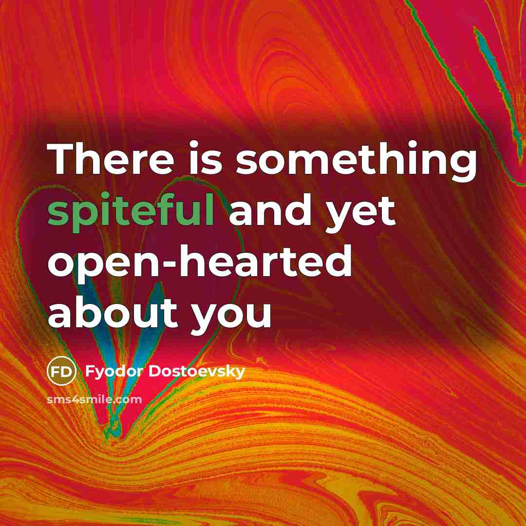 “There is something spiteful and yet open-hearted about you…” quote by Fyodor Dostoevsky