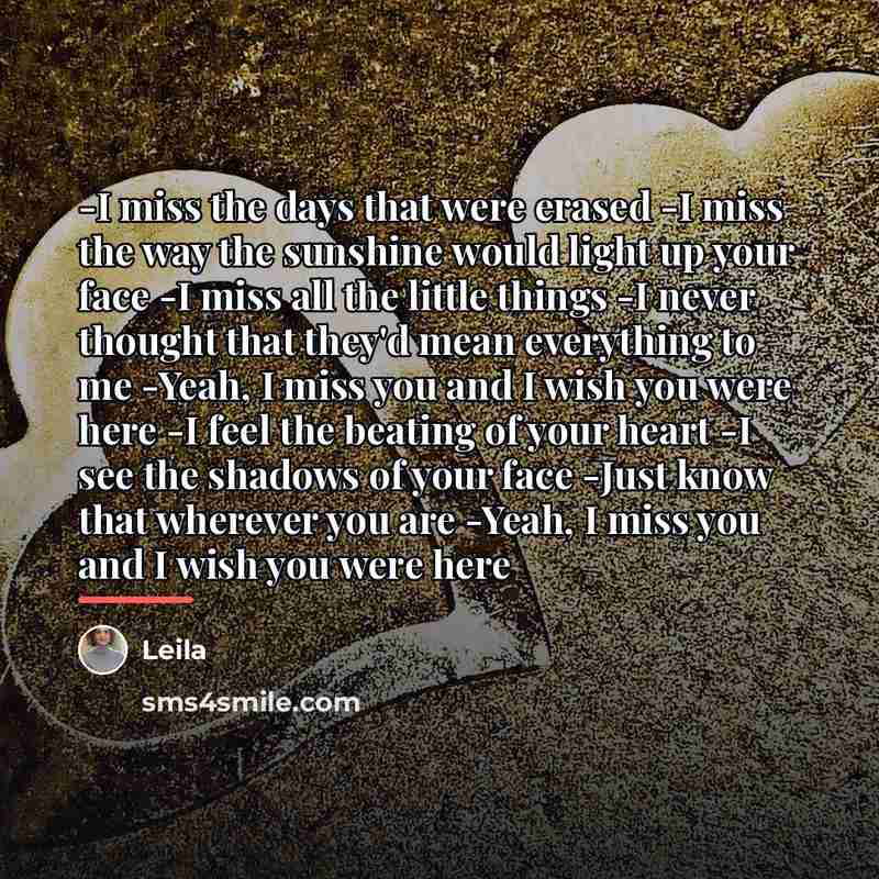 “-I miss the days that were erased -I miss the…” quote by Leila