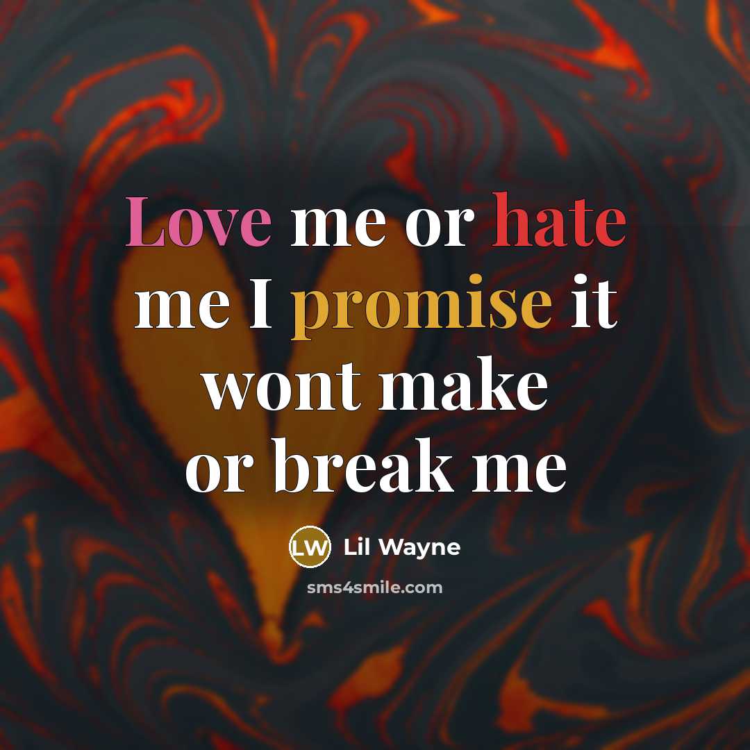 “Love me or hate me I promise it wont make…” quote by Lil Wayne