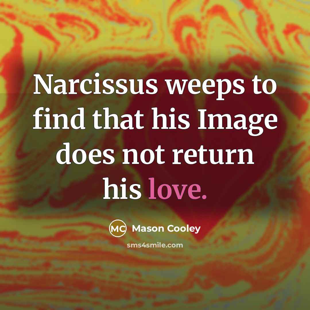 “Narcissus weeps to find that his Image does not return…” quote by Mason Cooley