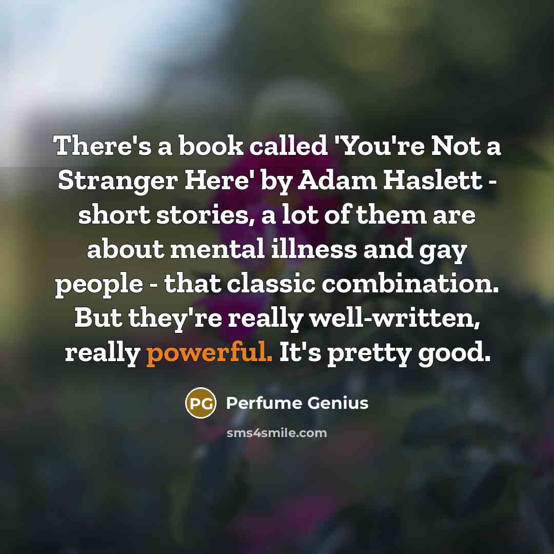 “There's a book called 'You're Not a Stranger Here' by…” quote by Perfume Genius