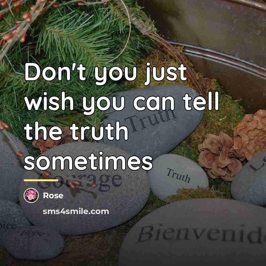 “Don't you just wish you can tell the truth sometimes…” quote by Rose