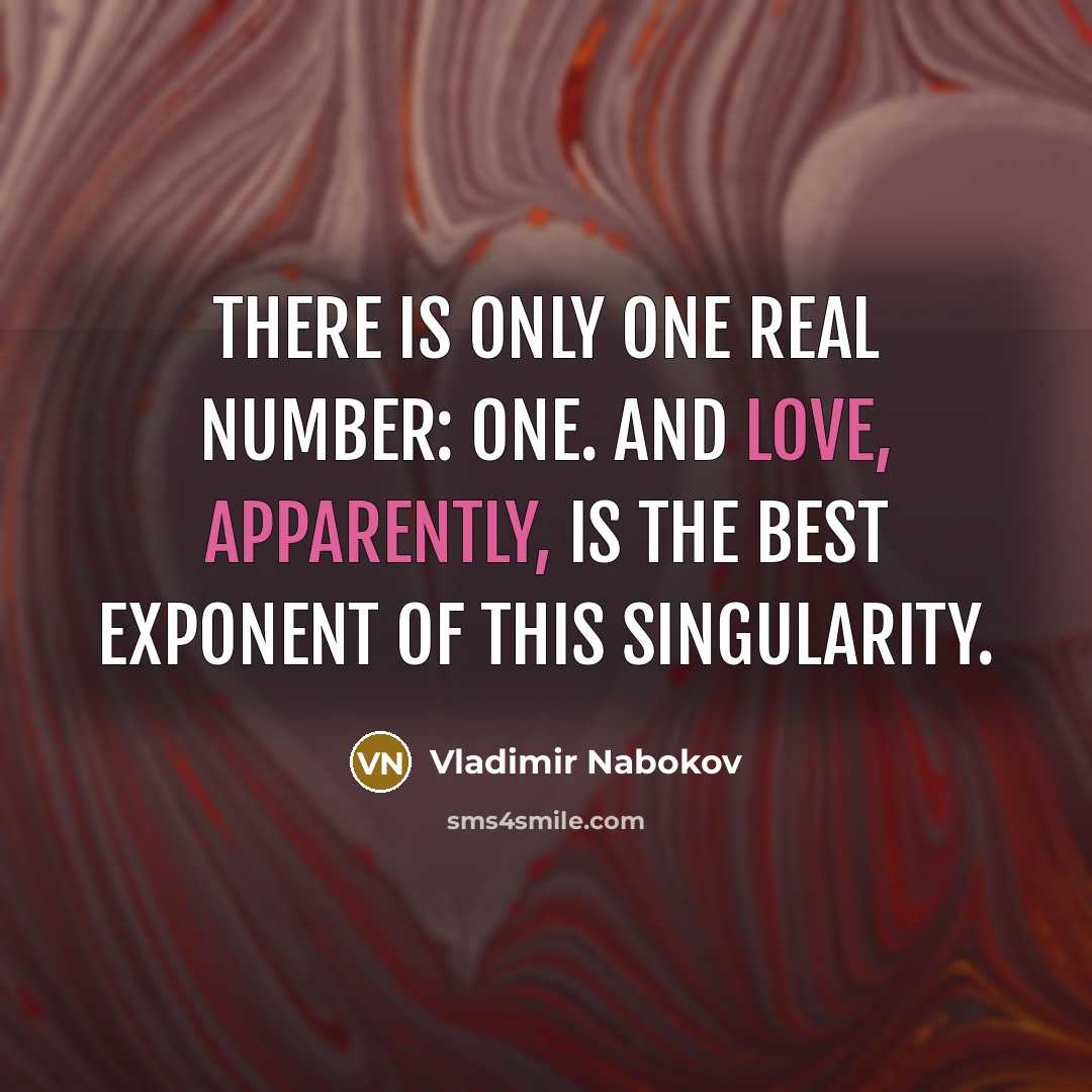 “There is only one real number: one. And love, apparently,…” quote by Vladimir Nabokov