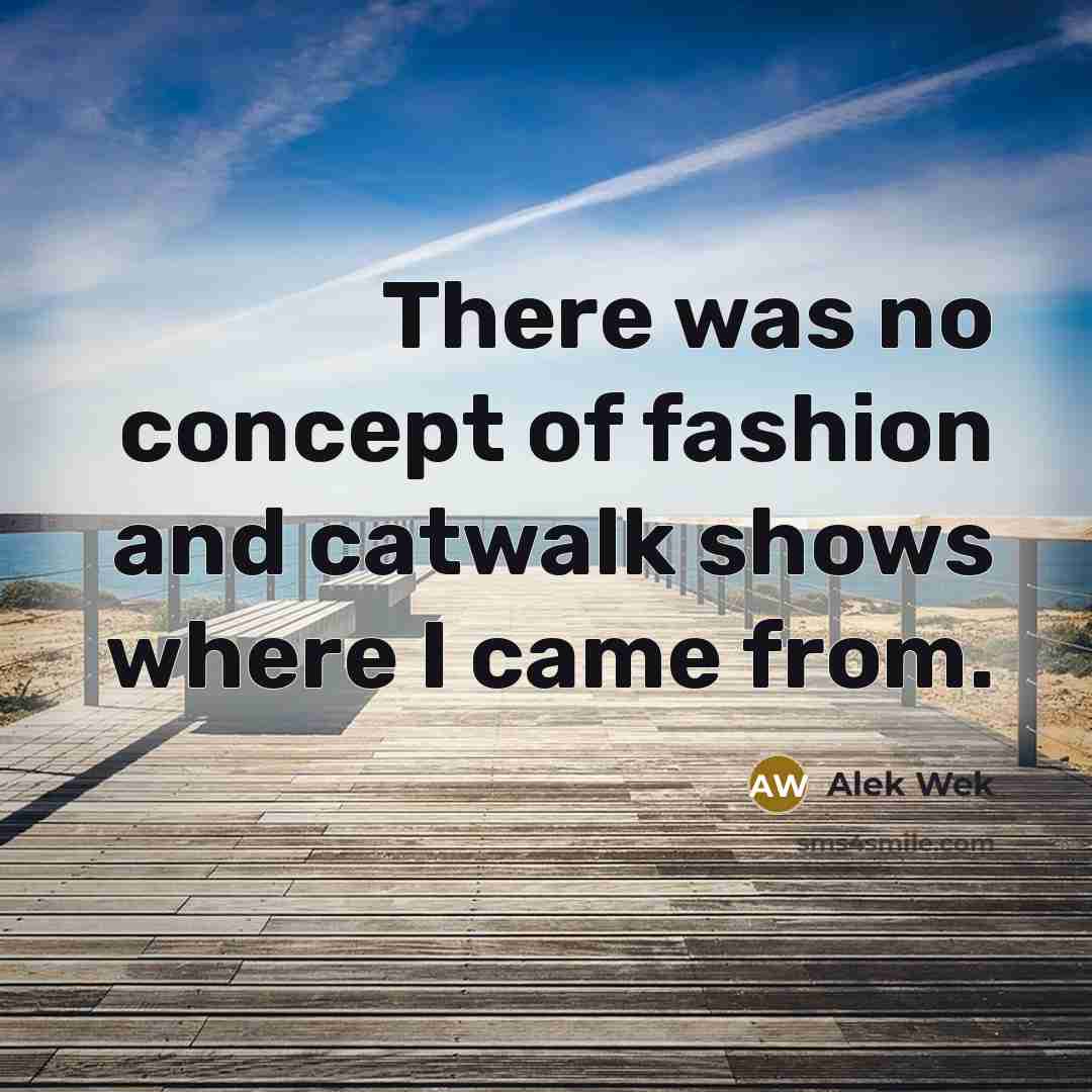 “There was no concept of fashion and catwalk shows where…” quote by Alek Wek