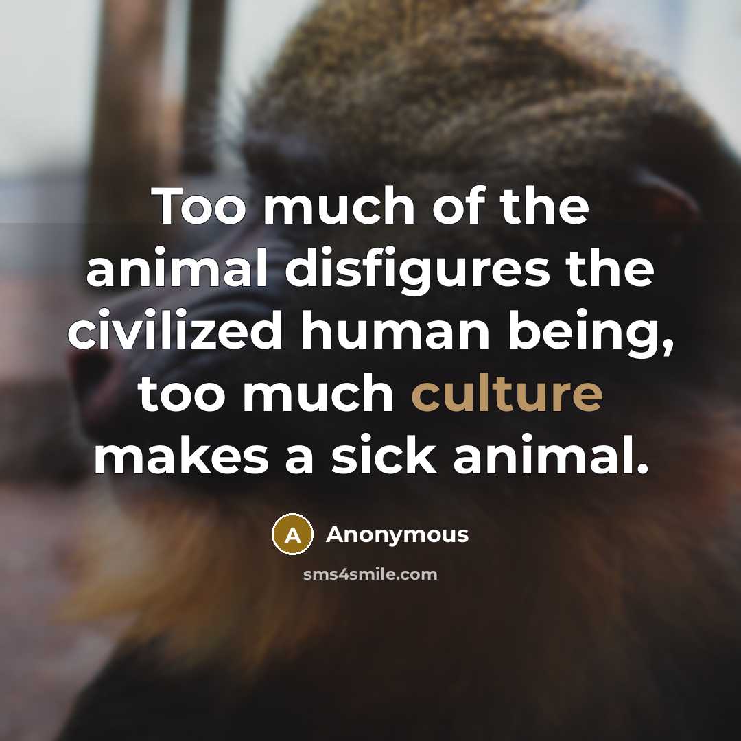 “Too much of the animal disfigures the civilized human being,…” quote by Anonymous