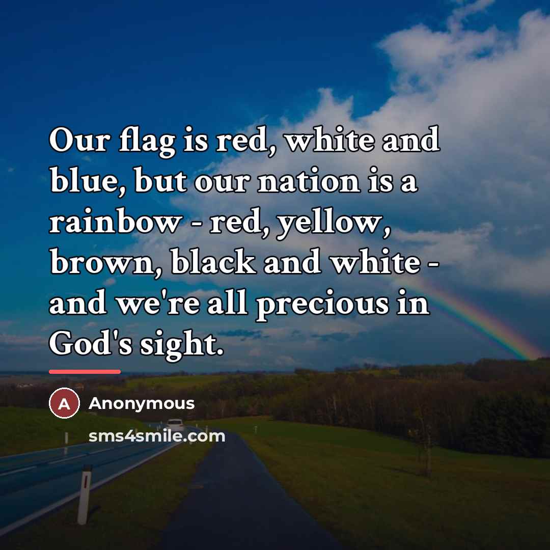 “Our flag is red, white and blue, but our nation…” quote by Jesse Brown
